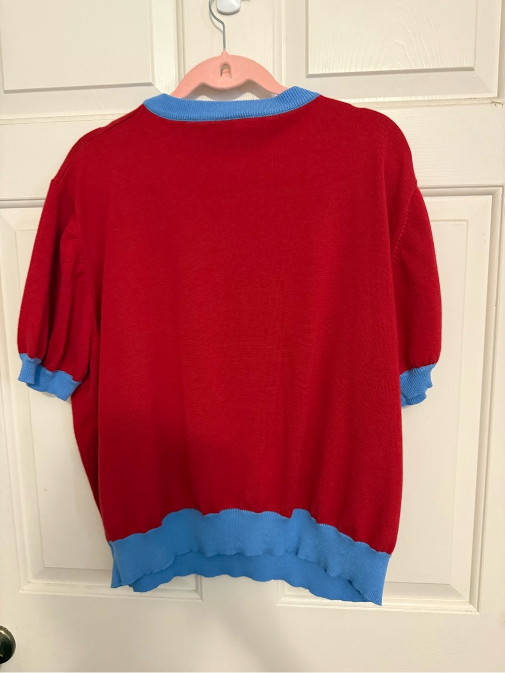 Queen of Sparkles RedSweater with Blue Trim and Rebs Detail - Picture 2 of 4